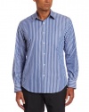 Perry Ellis Men's Long Sleeve Bold Sateen Stripe Woven