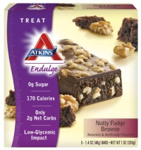 Atkins Endulge Nutty Fudge Brownie Bar, 5 - 1.4 oz. Bars (Pack of 2)