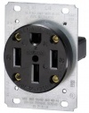 Leviton 279 50 Amp, 125/250 Volt, NEMA 14-50R, 3P, 4W, Flush Mounting Receptacle, Straight Blade, Industrial Grade, Grounding, Side Wired, Steel Strap, Black