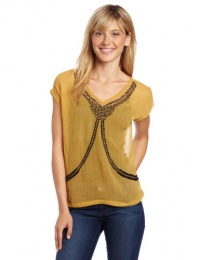 Rampage Juniors Beaded Top, Yellow, Medium