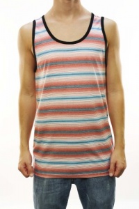 Quiksilver Men's Ellipsis Mia Red and Blue Striped Tank Top Shirt