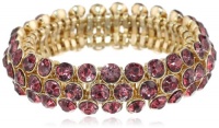 Anne Klein Elysium Gold-Tone Burgundy 3 Row Stretch Bracelet, 7