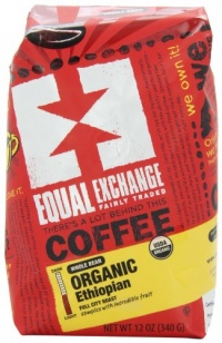 Equal Exchange Organic Coffee, Ethiopian, Whole Bean, 12-Ounce Bags (Pack of 3)