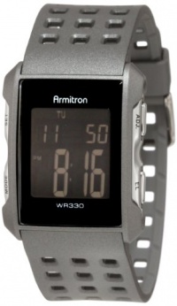 Armitron Men's 408177GRY Square Chronograph Grey Resin Digital Sport Watch