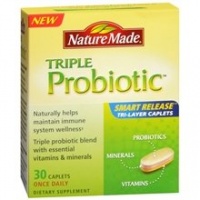 Nature Made Triple Probiotic Dietary Supplement Caplets 30.0 ea. (Quantity of 3)