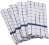 Excello Deluxe Windowpane Terry Towel, White with Smoke Blue, Set of 4