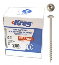 Kreg SML-C250-250 2-1/2-Inch #8 Coarse Washer-Head Pocket Hole Screws, 250-Pack