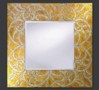 Lucia Mirror in Mottled Gold Leaf