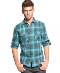 Pop plaid into your wardrobe this fall for a fresh take on pattern with this shirt from Vintage Red.