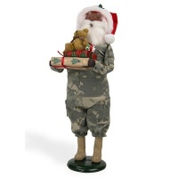 African American Camouflage Santa Figurine