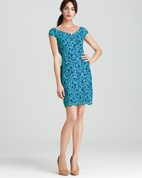 Add a pop of playful to your cocktail repertoire with this Lilly Pulitzer dress, flaunting a delicate lace overlay and dainty scalloped trim for a darling yet dramatic look.