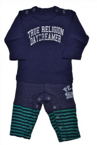 True Religion Baby-boys Infant Three Piece Long Sleeve Onsie, Dark Navy, 12-18 Months