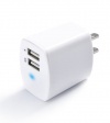 PowerGen White Dual USB Port 2.4A 12W AC Travel Wall Charger w/Sviwal Plug Designed for Apple and Android Devices