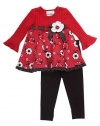 Rare Editions Baby-Girls Infant Red Black Ladybug Flower Leggings set Outfit, 18 Months