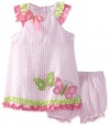 Rare Editions Baby-Girls Infant Seersucker Dress, Pink, 18 Months