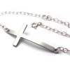 925 Sterling Silver Curved Sideways Cross Bracelet