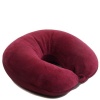 SleepMax Labs MicroBead Ultra Soft Travel Neck Pillow - Hypoallergenic Velvety Cover w/ Easy Comfort Snap Deluxe Burgundy