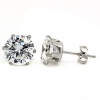 2.00 Carat AAA Cubic Zirconia Pair Earrings Studs. Anti-allergy Nickel-free Strong and Durable Stainless Steel Settings. Bling Bling Sparkling 6mm each Round Crystal. 1.00 Carat Each