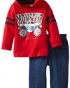 Kids Headquarters Baby-boys Infant Monster Truck Hoody with Jeans, Red, 18 Months