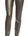 (12H7411) Blank NYC Vegan Side Zip Leather Legging in Pewter Size: 31