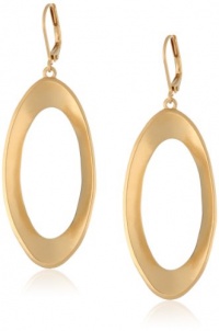 T Tahari Essentials Gold Concave Oval Drop Earrings