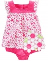 First Impressions Infant Girls Pink & White Floral Sunsuit, 0-3M