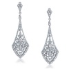 Bling Jewelry Art Deco Leaves Teardrop Pave Crystal Bridal Chandelier Earrings