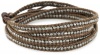 Chan Luu Black Rhodium-Plated Sterling Silver and Brown Leather Wrap Bracelet, 32