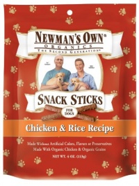 Newman's Own Organics Snack Sticks for Dogs, Chicken & Rice, 4-Ounce Bag (Pack of 6)