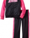 Puma - Kids Girls 2-6X Little Raglan Tricot Track Jacket And Pant Set, Black, 6