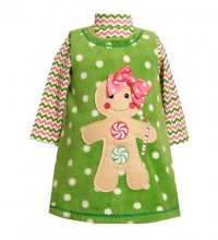 Bonnie Baby Infant Girls 2-Pc Green Fleece Jumper Set, Gingerbread Man, 0-3 Months