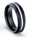 CleverEve Tungsten Carbide Ring 7 mm Black Plated Polished Center Comfort Fit Size 12