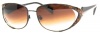 Carmen Marc Valvo Sunglass Black Amber Modified Rimless Metal, Gradient Lens, Celeste