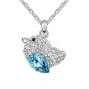 Contessa Bella Fancy Genuine 18k White Gold Plated Sparkling Aqua Blue and Clear Swarovski Austrian Crystal Elements Adorable Baby Chicken Chick Women Charm Pendant Necklace Cute Bird Elegant Silver Color Crystal Fashion Jewelry