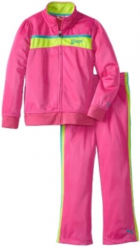 Puma - Kids Girls 2-6X Little Front Pieced Tricot Track Jacket And Pant Set, Raspberry Rose, 6