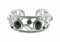 Designer Inspired Stone Cuff Bracelet Black