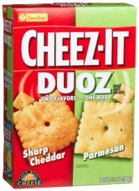 Cheez-It Baked Snack Crackers, Duoz, Sharp Cheddar & Parmesan, 13.7-Ounce Boxes (Pack of 4)