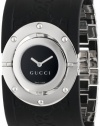 Gucci Women's YA112420 Twirl Medium Steel and Black Rubber Bangle Watch