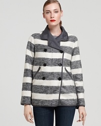 Winter gray is always a great alternative to the season's usual black, navy and brown. This sweet Marc by Marc Jacobs peacoat is a great addition to your closet and will look even better paired with your favorite Marc by Marc Jacobs scarf.