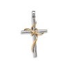 Sterling Silver 14 Karat Gold Plate and Rhodium Plated Sterling Silver Cross Pendant