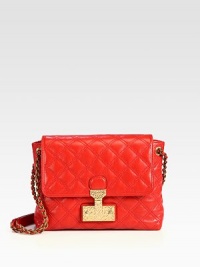 Rich quilted leather defines this classic flap silhouette, finished with a chic woven chain strap.Leather and chain shoulder strap, 12½ dropMagnetic flap over zip closureTwo inside zip pocketsOne inside open pocketFully lined10W X 8H X 3DMade in ItalyPlease note: hardware color may vary.