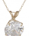 10k Gold Solitaire Pendant Made with Swarovski Zirconia (3 cttw), 18