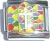 Clearly Charming Cross on Stained Glass Italian Charm Bracelet Link