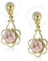 1928 Jewelry Porcelain Rose Gold and Pink Drop Earrings