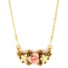 Porcelain Rose Simulated Pearl Cluster Drop Necklace