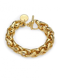 THE LOOKA striking chain of polished links with a bold, braided lookToggle closureTHE FITLength, about 7½THE MATERIAL18k gold platingORIGINMade in Italy