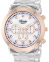 Breda Women's 2307-Clear/RG Brooke Oversized Bezel Mother-Of-Pearl Dial Rhinestone Hour Markers Plastic Band Watch