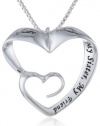 Sterling Silver My Sister, My Friend Double Open Heart Pendant Necklace, 18