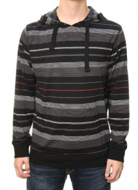 RetroFit Men's Long Sleeve Striped Hooded Shirt Sweater Black