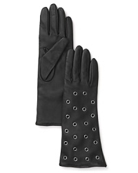 Grommets lend urban edge to these supple leather gloves from Labonia; the cashmere lining ensures luxe warmth.